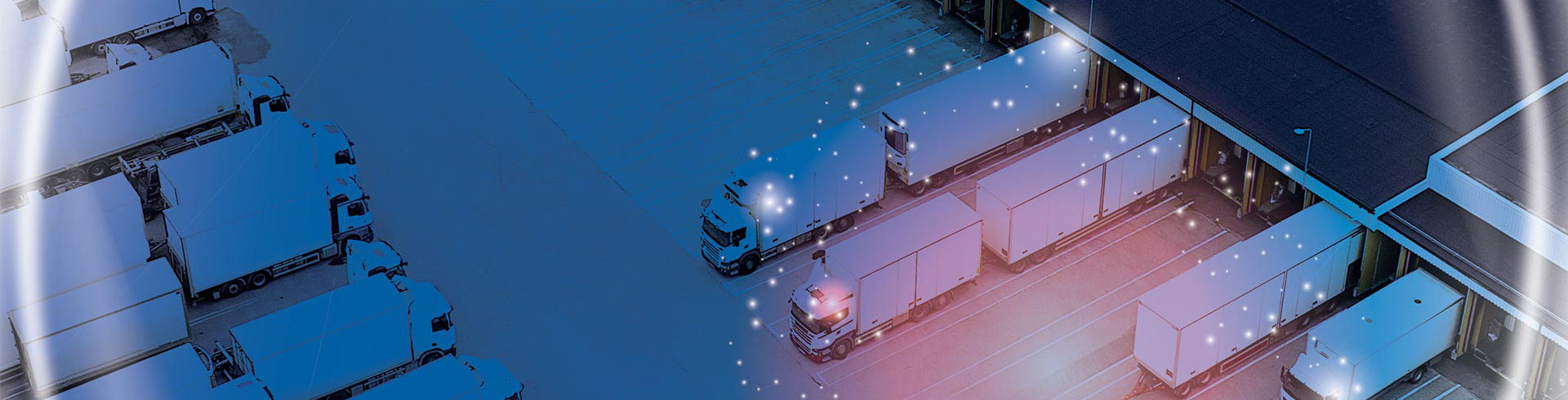 trucks at distribution warehouse